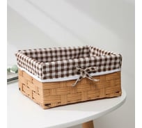 Корзина для хранения Доляна Клеточка 22x16x10 см, цвет коричневый 5442969