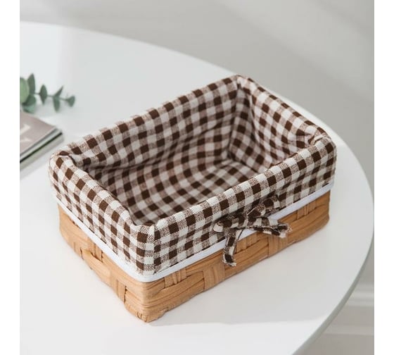 Корзина для хранения Доляна Клеточка 18x12x8 см, цвет коричневый 5442968