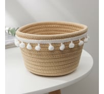 Корзина для хранения Доляна Тэс плетеная 16x16x10 см цвет бежевый 7086127