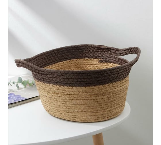 Корзина для хранения Доляна Гарден плетенаяс ручками 25x19,5x14 см 7086113 1