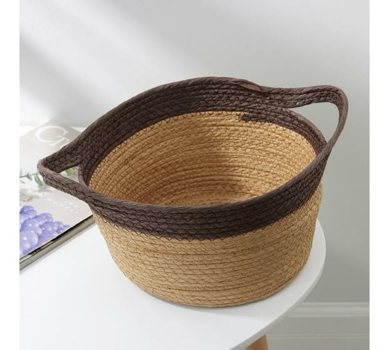 Корзина для хранения Доляна Гарден плетенаяс ручками 25x19,5x14 см 7086113