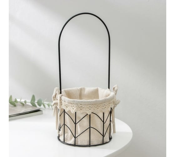 Корзинка для мелочей Доляна Бохо 11x25 см, цвет черный 7167265 1