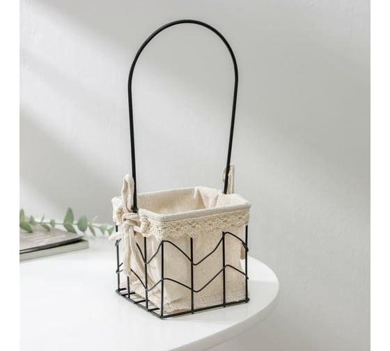 Корзинка для мелочей Доляна Бохо 9,5x9,5x25 см, цвет черный 7167264 1