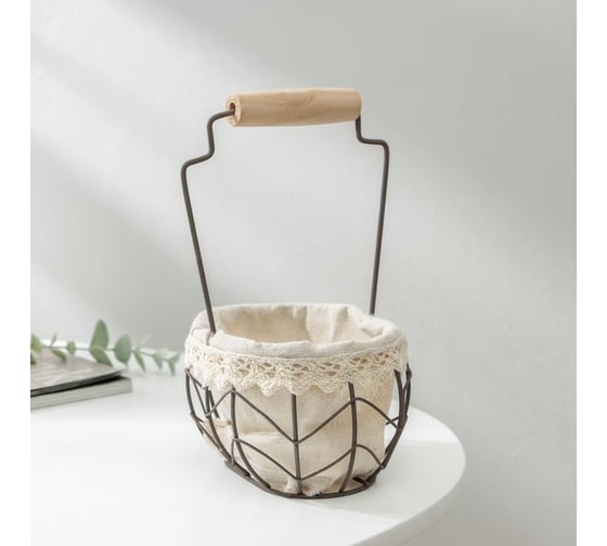 Корзинка для мелочей Доляна Бохо 13x10x19 см, цвет коричневый 7167260 1
