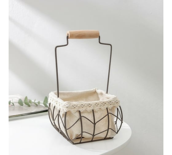 Корзинка для мелочей Доляна Бохо 14x22 см, цвет коричневый 7167259 1