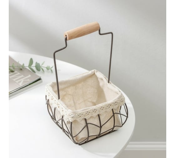 Корзинка для мелочей Доляна Бохо 14x22 см, цвет коричневый 7167259