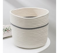 Корзина для хранения Доляна Дориан плетеная 25x25x22 см цвет бело-серый 7416286