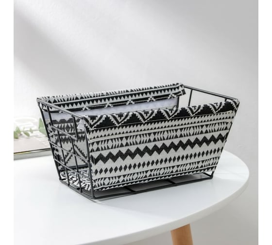 Корзина для хранения Доляна Марокко 25x15,5x11,5 см, цвет черно-белый 7403378