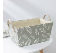 Корзина для хранения Доляна Листья с ручками 31,5x21x21 см, цвет серо-зеленый 7403370