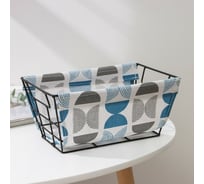 Металлическая корзинка для храненения Доляна Песок 25,5x15,5x12 см, цвет голубой 7128564