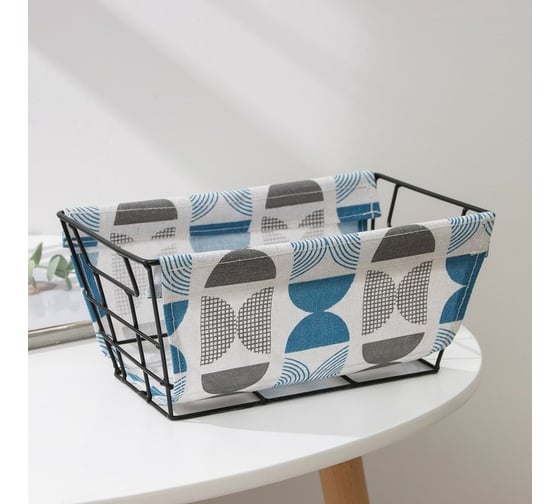 Металлическая корзинка для храненения Доляна Песок 25,5x15,5x12 см, цвет голубой 7128564 1