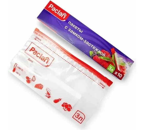 Пакеты с замком-застежкой Paclan 27х28 см, 3 л, 10 шт. 42098083
