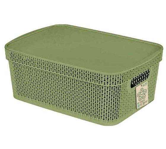 Корзина для хранения 23 Болта Эко 5 л, 28.1x18.5, с крышкой, зеленая, 4 шт. KL411311049ф4