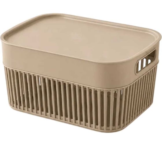 Корзина для хранения 23 Болта 3 л, 22x15.9, с крышкой, бежевая, 2 шт. (Д) KL141111005ф2
