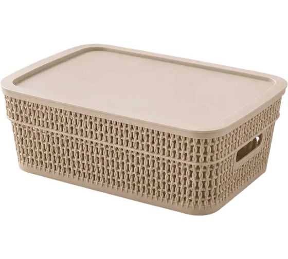 Корзина дляxранения 3л 28.1x18.5 с крышкой бежевая,1 шт (В) KL411111005ф1 23 БОЛТА