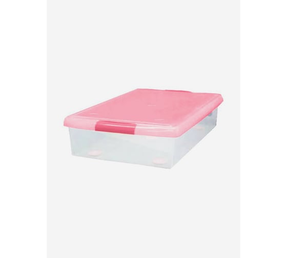 Короб для хранения IRIS OHYAMA THIN BOX 34 л, прозрачный-розовый UG-725P