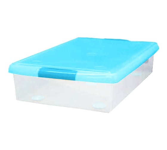 Короб для хранения IRIS OHYAMA THIN BOX 34 л, прозрачный-голубой UG-725B