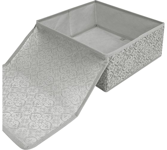 Короб для мелких вещей ГЕЛЕОС Грей с крышкой, размер 28x28x13 см ГРЕ-131