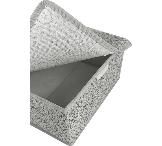 Короб для мелких вещей ГЕЛЕОС Грей с крышкой, размер 28x28x13 см ГРЕ-131