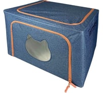 Кофр для хранения вещей ГЕЛЕОС Оксфорд Кот тёмно-синий, 50x40x33 см, 66 л К66-КОТ-ТС