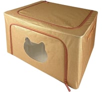 Кофр для хранения вещей ГЕЛЕОС Оксфорд Кот бежевый, 50x40x33 см, 66 л К66-КОТ-БЖ