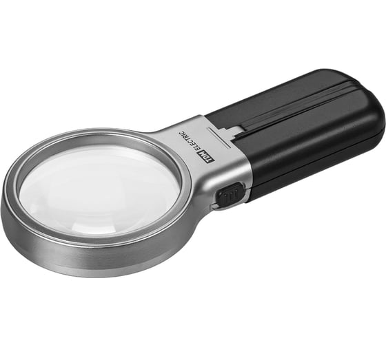 Круглая ручная лупа TDM ELECTRIC d 60 мм, 3-х кратное увеличение, рукоятка-трансформер, LED подсветка SQ1025-0903