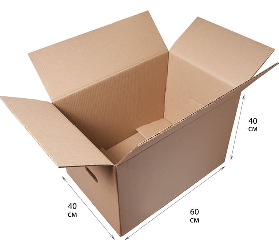 Картонная коробка PACK INNOVATION 60x40x40 см, с ручками, объем 96 л, 1 шт IP0GK000R00604040-1