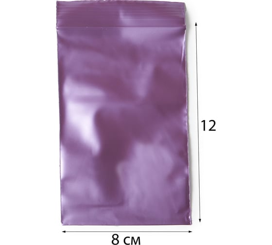 Пакет PACK INNOVATION с замком зиплок, 8x12 см, 60 мкм, вишневый металлик, 100 шт IP0C0081260-1 1