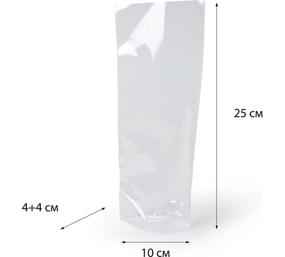 Пакет PACK INNOVATION БОПП 10x25 см, с донной складкой 4+4 см, 40 мкм, 500 шт IP00BOРР00DS1025.40-5 1