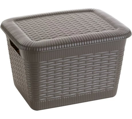 Хозяйственная корзина GENSINI Rattan, 29x22,5x18 см, 7 л, с крышкой, пластик, цвет ассорти 3351