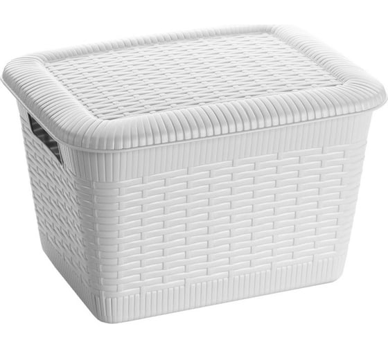 Хозяйственная корзина GENSINI Rattan, 29x22,5x18 см, 7 л, с крышкой, пластик, цвет ассорти 3351