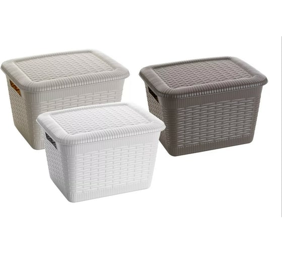Хозяйственная корзина GENSINI Rattan, 29x22,5x18 см, 7 л, с крышкой, пластик, цвет ассорти 3351