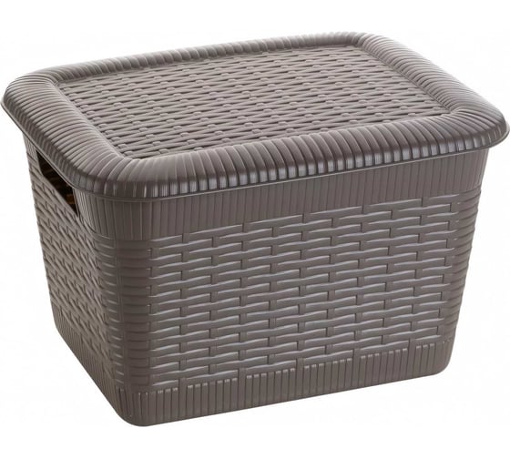 Хозяйственная корзина GENSINI Rattan, 23x18x14,5 см, 3,5 л, с крышкой, пластик, цвет ассорти 3350