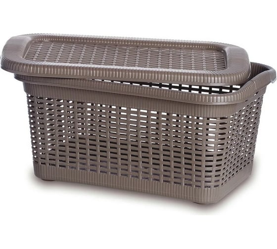 Корзина GENSINI Rattan 20 л, 43x32x25 см, с крышкой, пластик, цвет ассорти 2167 1
