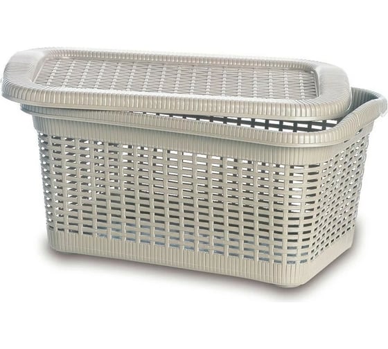 Корзина GENSINI Rattan 20 л, 43x32x25 см, с крышкой, пластик, цвет ассорти 2167