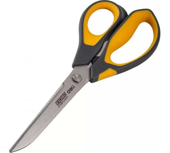 Офисные ножницы DELI E77762 Yellow 210 мм сталь желтый блистер, 12 шт 1485112 1