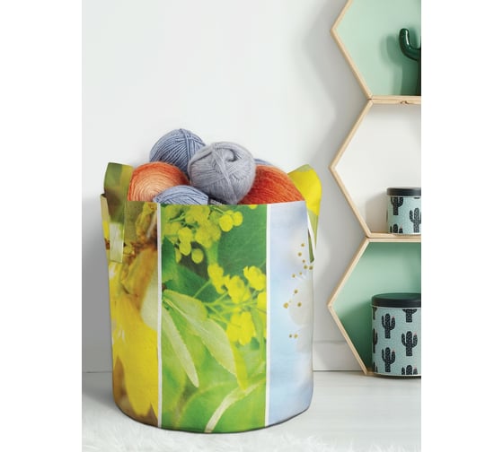 Текстильная корзина для хранения вещей и игрушек JOYARTY Весенняя мозаика 19 литров planta_18453_5 1