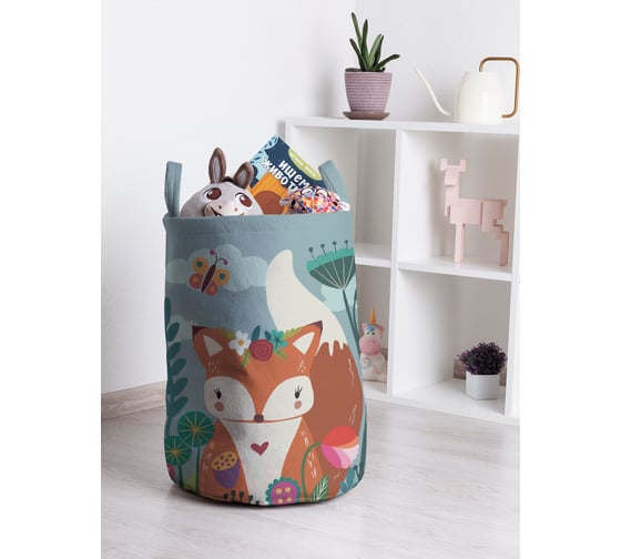 Корзина для игрушек JOYARTY Лисенок спрятался в цветах 35x50 см toba_385265_M
