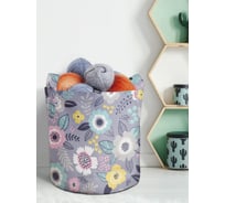 Мягкая текстильная корзина для хранения вещей и игрушек JOYARTY Круглогодичные цветы с ручками 19 planta_73881_5