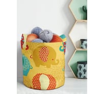 Мягкая текстильная корзина для хранения вещей и игрушек JOYARTY Яркие слоники с ручками 19 литров planta_47619_5