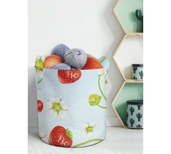 Текстильная корзина для хранения вещей и игрушек JOYARTY Земляничный рай 19 литров planta_7428_5 1