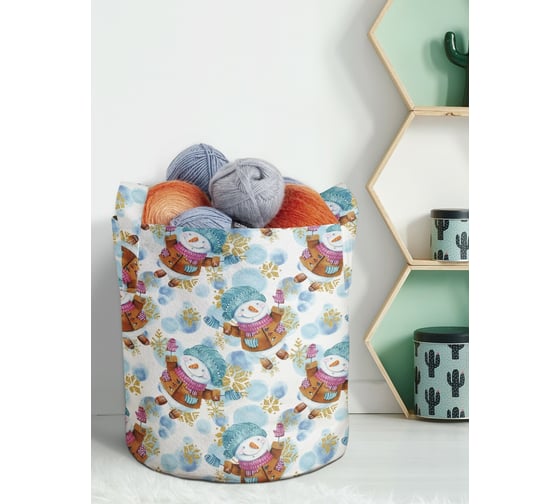Текстильная корзина для хранения вещей и игрушек JOYARTY Одетый снеговик 19 литров planta_380855_5 1