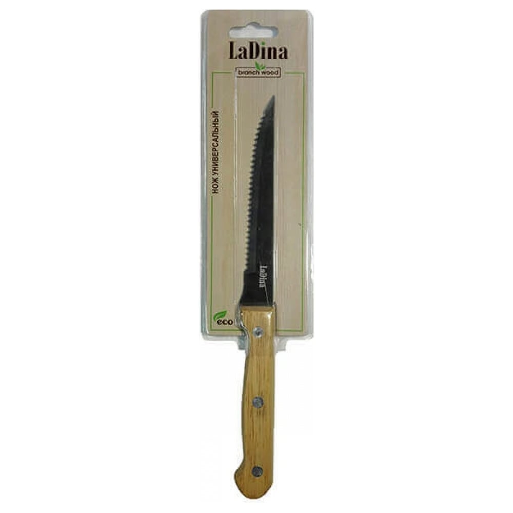 Универсальный кухонный нож Ladina Branch wood с зубчиками 22 см 30101-4 ...