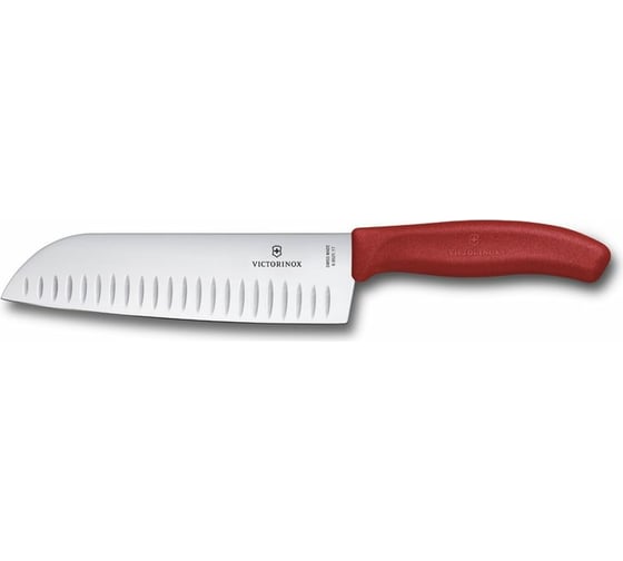 Нож сантоку Victorinox лезвие 17 см, рифленое, красный 6.8521.17G 1