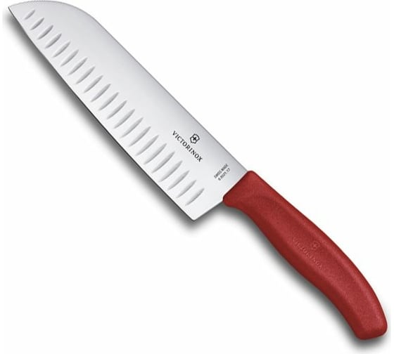 Нож сантоку Victorinox лезвие 17 см, рифленое, красный 6.8521.17G