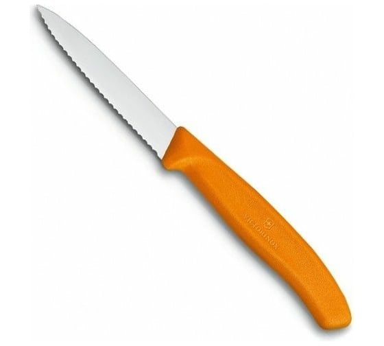 Нож для очистки овощей Victorinox лезвие 8 см, волнистое, оранжевый 6.7636.L119 1
