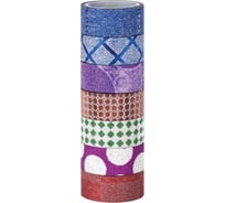 Полимерные клейкие ленты для декора ОСТРОВ СОКРОВИЩ с блестками ГЕОМЕТРИЯ, 7 цветов 661717