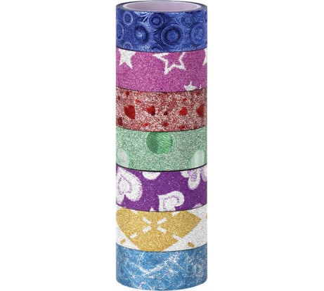 Полимерные клейкие ленты для декора ОСТРОВ СОКРОВИЩ с блестками УЗОРЫ 7 цветов 661718