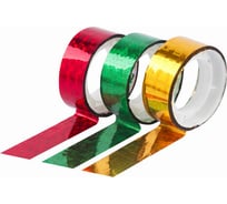 Декоративные клейкие ленты ОСТРОВ СОКРОВИЩ 15 мм х 5 м, голографические, 3 шт, ассорти №2 227277