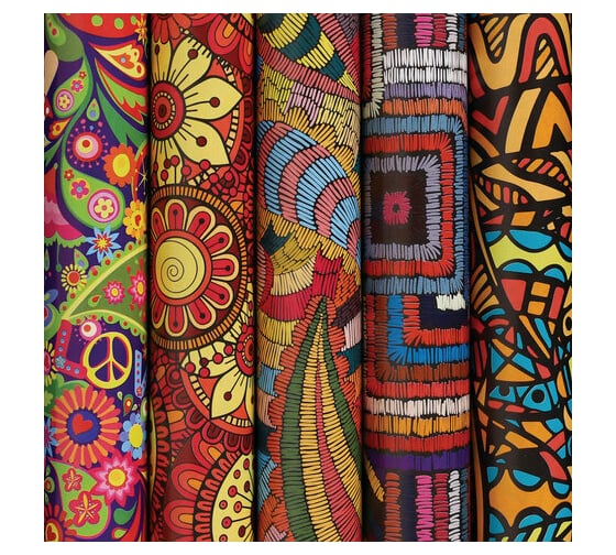Мелованная упаковочная бумага ЗОЛОТАЯ СКАЗКА Ethnic 1 70х100 см, 5 дизайнов, 70 г/м2 591591 1